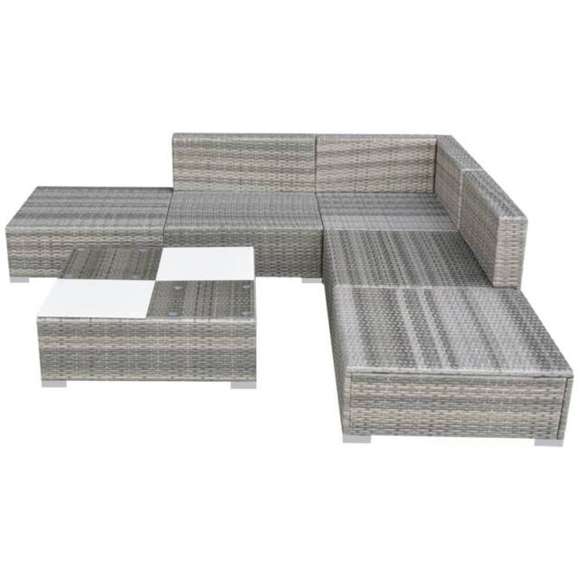 Berkfield Home Modern 6 Piece Garden Lounge Set with Cushions Poly Rattan Grey - image 1
