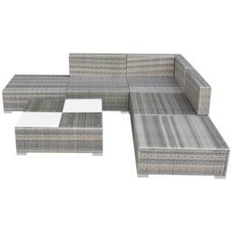Berkfield Home Modern 6 Piece Garden Lounge Set with Cushions Poly Rattan Grey - thumbnail 1