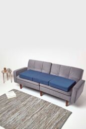 Homescapes Cotton Orthopaedic Foam 3 Seater Booster Cushion in Navy - thumbnail 5
