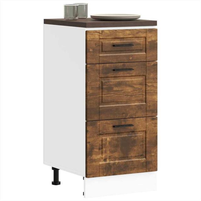 Berkfield Home Kitchen Base Cabinet Porto Smoked Oak Engineered Wood in Brown - image 1
