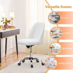 Kelvenix Faux Leather Office Chair Mid Back Desk Chair white - Size: 100 cm x 100 cm - thumbnail 4