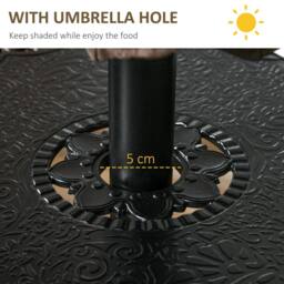 OUTSUNNY 4 Seater Outdoor Dining Set with Cushions Parasol Hole Cast Aluminium in Black - thumbnail 5