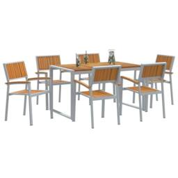 Berkfield Home 7 Piece Garden Dining Set Solid Wood Acacia & Metal in Grey - thumbnail 3