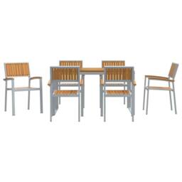 Berkfield Home 7 Piece Garden Dining Set Solid Wood Acacia & Metal in Grey - thumbnail 7