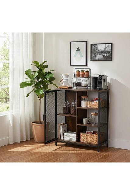 Living and Home Industrial Sideboard Coffee Bar Cabinet in Dark Brown - image 1