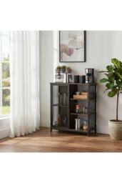 Living and Home Industrial Sideboard Coffee Bar Cabinet in Dark Brown - thumbnail 2