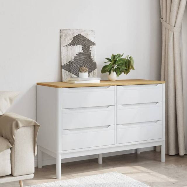 Berkfield Home Beautiful Chest of Drawers FLORO White Solid Wood Pine - image 1