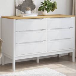 Berkfield Home Beautiful Chest of Drawers FLORO White Solid Wood Pine - thumbnail 2
