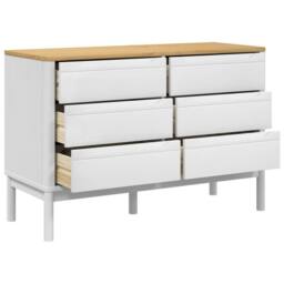Berkfield Home Beautiful Chest of Drawers FLORO White Solid Wood Pine - thumbnail 8