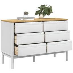 Berkfield Home Beautiful Chest of Drawers FLORO White Solid Wood Pine - thumbnail 4