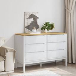 Berkfield Home Beautiful Chest of Drawers FLORO White Solid Wood Pine