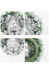 Living and Home 30cm Dia Silver Christmas Decoration Wreath Door Frame Window Bow Pendant - thumbnail 4