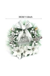 Living and Home 30cm Dia Silver Christmas Decoration Wreath Door Frame Window Bow Pendant - thumbnail 6
