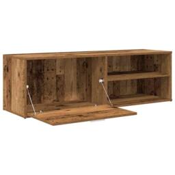 Berkfield Home TV Cabinet Old Wood 120x34x37 cm Engineered Wood in Brown - Size: 120 x 34 x 37 cm - thumbnail 7