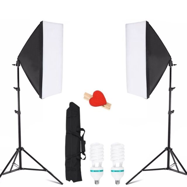 Hinsinc 2 X 150W Softbox Lighting Kit Video Photo Soft Box Continuous Light in Beige - image 1