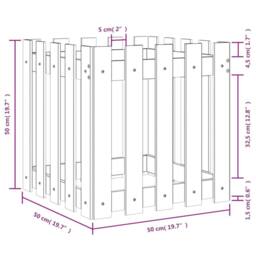 Berkfield Home Garden Planter with Fence Design 50x50x50 cm Impregnated Wood Pine in Brown - Size: 50 x 50 x 50 cm - thumbnail 9