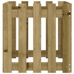 Berkfield Home Garden Planter with Fence Design 50x50x50 cm Impregnated Wood Pine in Brown - Size: 50 x 50 x 50 cm - thumbnail 6