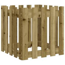 Berkfield Home Garden Planter with Fence Design 50x50x50 cm Impregnated Wood Pine in Brown - Size: 50 x 50 x 50 cm