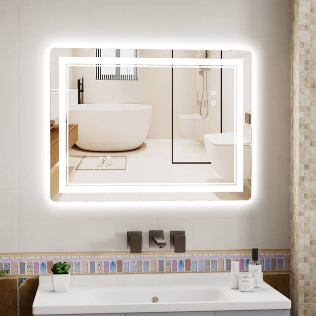 Gartistgo LED Bathroom Mirror Anti-Fog, Tri-Colour Dimmable Lights, 60x80cm in White - Size: 60x80 cm - image 1