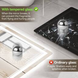 Gartistgo LED Bathroom Mirror Anti-Fog, Tri-Colour Dimmable Lights, 60x80cm in White - Size: 60x80 cm - thumbnail 4