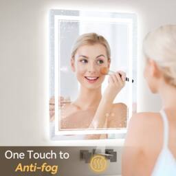 Gartistgo LED Bathroom Mirror Anti-Fog, Tri-Colour Dimmable Lights, 60x80cm in White - Size: 60x80 cm - thumbnail 3