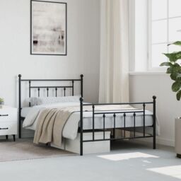 Berkfield Home Metal Bed Frame with Headboard & Footboard Black 107x203 cm - thumbnail 3