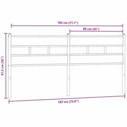 Berkfield Home Headboard Smoked Oak 180 cm Iron & Engineered Wood in Brown - thumbnail 6