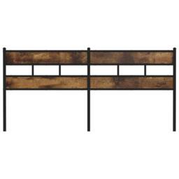 Berkfield Home Headboard Smoked Oak 180 cm Iron & Engineered Wood in Brown - thumbnail 1