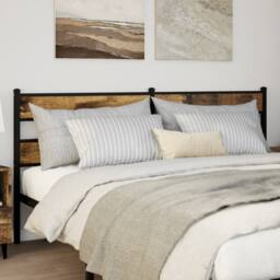 Berkfield Home Headboard Smoked Oak 180 cm Iron & Engineered Wood in Brown - thumbnail 2