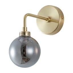 First Choice Lighting Toner - Satin Brass with Smoked Glass Globe Wall Light in Gold