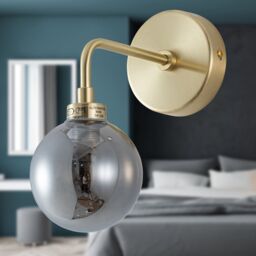 First Choice Lighting Toner - Satin Brass with Smoked Glass Globe Wall Light in Gold - thumbnail 4