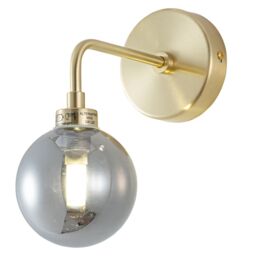 First Choice Lighting Toner - Satin Brass with Smoked Glass Globe Wall Light in Gold - thumbnail 2