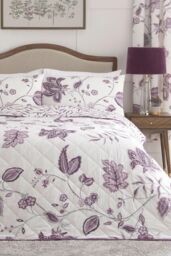 Dreams & Drapes 'Samira' Richly Illustrated Floral Print Duvet Cover Set in Plum - Size: Double