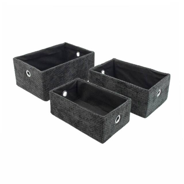 JVL Metro Rectangular Storage Baskets in Dark Grey - image 1