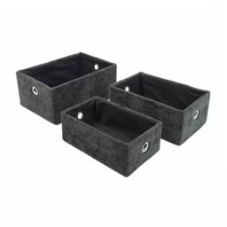 JVL Metro Rectangular Storage Baskets in Dark Grey - thumbnail 1