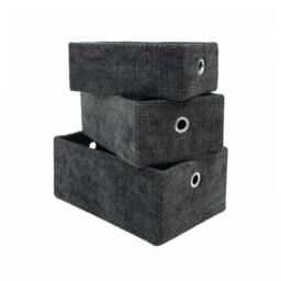 JVL Metro Rectangular Storage Baskets in Dark Grey - thumbnail 4