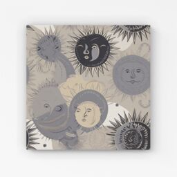"Warren Reed - Designer Grey Black Abstract Moon & Sun Canvas - Size: W30"" x H30""" - thumbnail 1