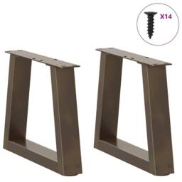 Berkfield Home Dining Table Legs V-Shape 2 pcs Natural Steel 40x(30-31.3) cm Steel in Brown - thumbnail 3