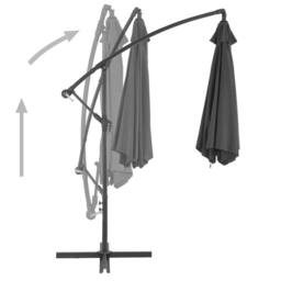 Berkfield Home Elegant Cantilever Umbrella with Aluminium Pole 300 cm Anthracite in Charcoal - thumbnail 4