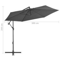 Berkfield Home Elegant Cantilever Umbrella with Aluminium Pole 300 cm Anthracite in Charcoal - thumbnail 8