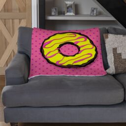 Benjamin Tate Design donut cartoon pop art style Designer Blanket in Natural - Size: 120 cm x 150 cm - thumbnail 2