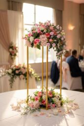 Living and Home 30cm W x 30cm D x 100cm H Golden Rectangular Metal Flower Stand for Wedding Party in Gold - Size: 30 cm W x 30 cm D x 100 cm H