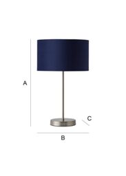 ValueLights Charlie Chrome Stem Table Lamp Light with Velvet Shade in Navy - Size: 10 inches - thumbnail 9