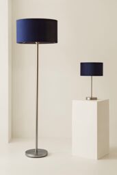 ValueLights Charlie Chrome Stem Table Lamp Light with Velvet Shade in Navy - Size: 10 inches - thumbnail 8