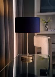ValueLights Charlie Chrome Stem Table Lamp Light with Velvet Shade in Navy - Size: 10 inches - thumbnail 2