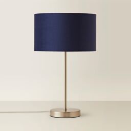 ValueLights Charlie Chrome Stem Table Lamp Light with Velvet Shade in Navy - Size: 10 inches - thumbnail 3