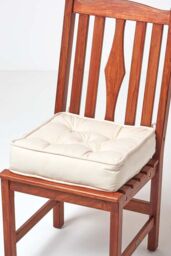 Homescapes Cotton Dining Chair Booster Cushion in Cream - Size: 40 cm x 40 cm