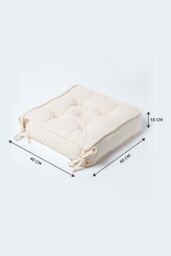Homescapes Cotton Dining Chair Booster Cushion in Cream - Size: 40 cm x 40 cm - thumbnail 2