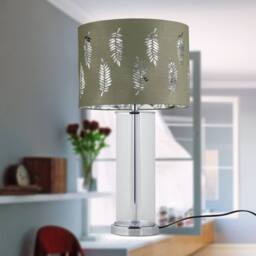 First Choice Lighting Aura - Chrome Table Lamp with Sage Green Fern with Silver Inner Shade - thumbnail 7