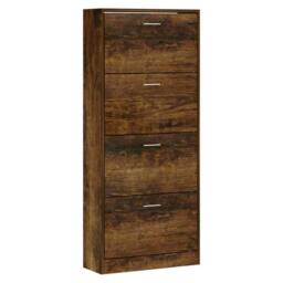 Berkfield Home Shoe Cabinet Smoked Oak 63x24x147 cm Engineered Wood in Brown - Size: 63 x 24 x 147 cm - thumbnail 1